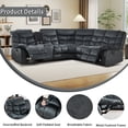 thumbnail image 6 of Bonzy Home Complete Living Room Furniture Set Reclining Chair Sofa with Center Console, Hidden Storage & Cup Holders 5‑Seat Couch for Living Room & Meeting Room Gray, 6 of 7