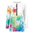thumbnail image 5 of QUYUON Womens Long Sleeve Shirts Discount Half Zip Sweatshirts Women Tie Dyed Casual Crew Neck Long Sleeve Tops Quarter Zip Pullover Sweaters Soft Lightweight Sweatshirts Multicolor-W XL, 5 of 5
