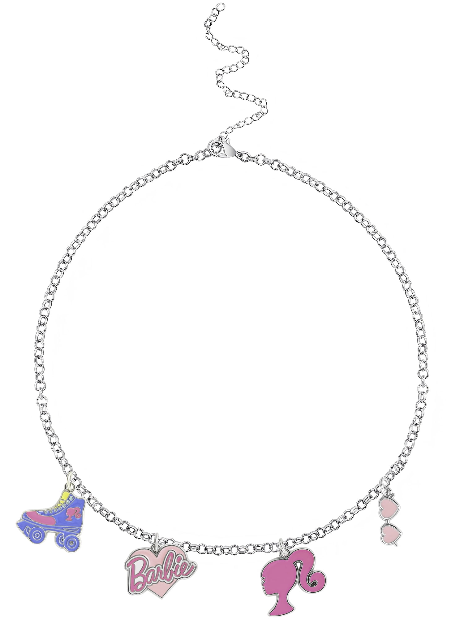 Mattel- Barbie Girl's/Tween 4-Piece Silver-Tone Metal, Enamel Charm Set
