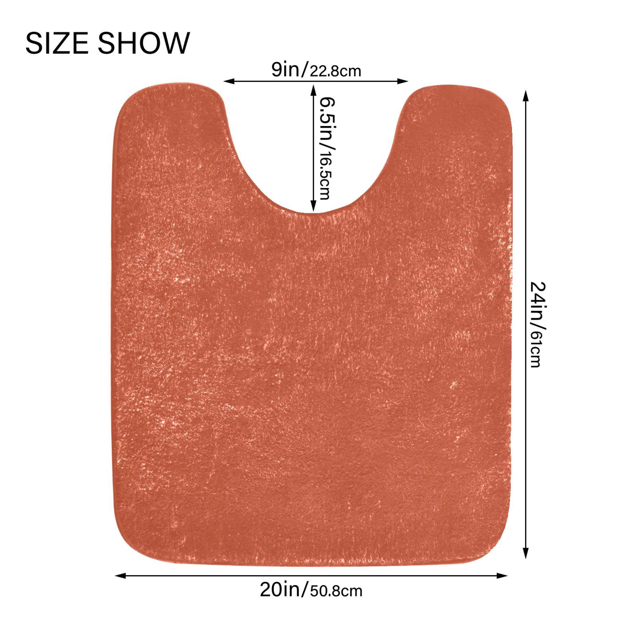 Toilet Rug Set Non-Slip Bathroom Rugs Soft Plush Machine Washable Contour Bath Mat Rust Red 24x20/24x16
