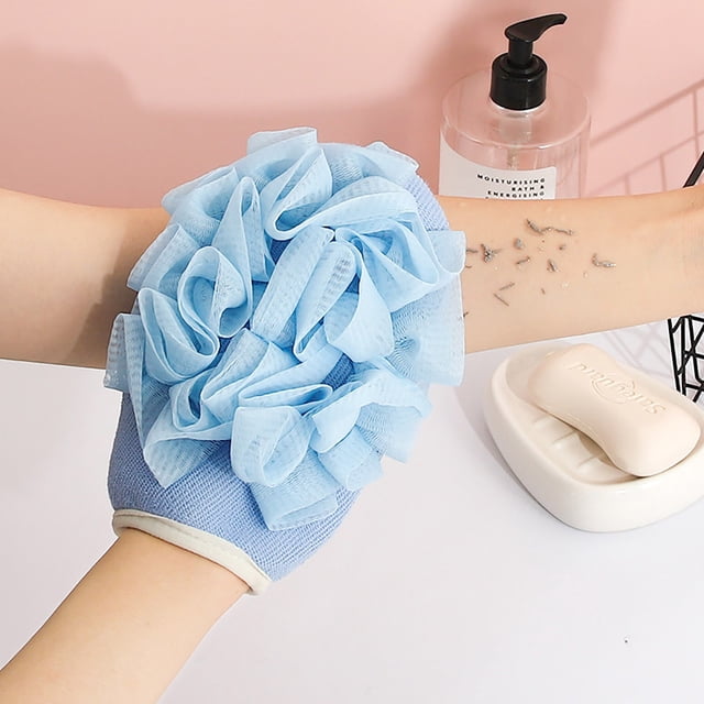 Double Sided Bath Exfoliating Gloves Soft Mesh Body Scrubber for Sensitive Skin with Hanging Loop