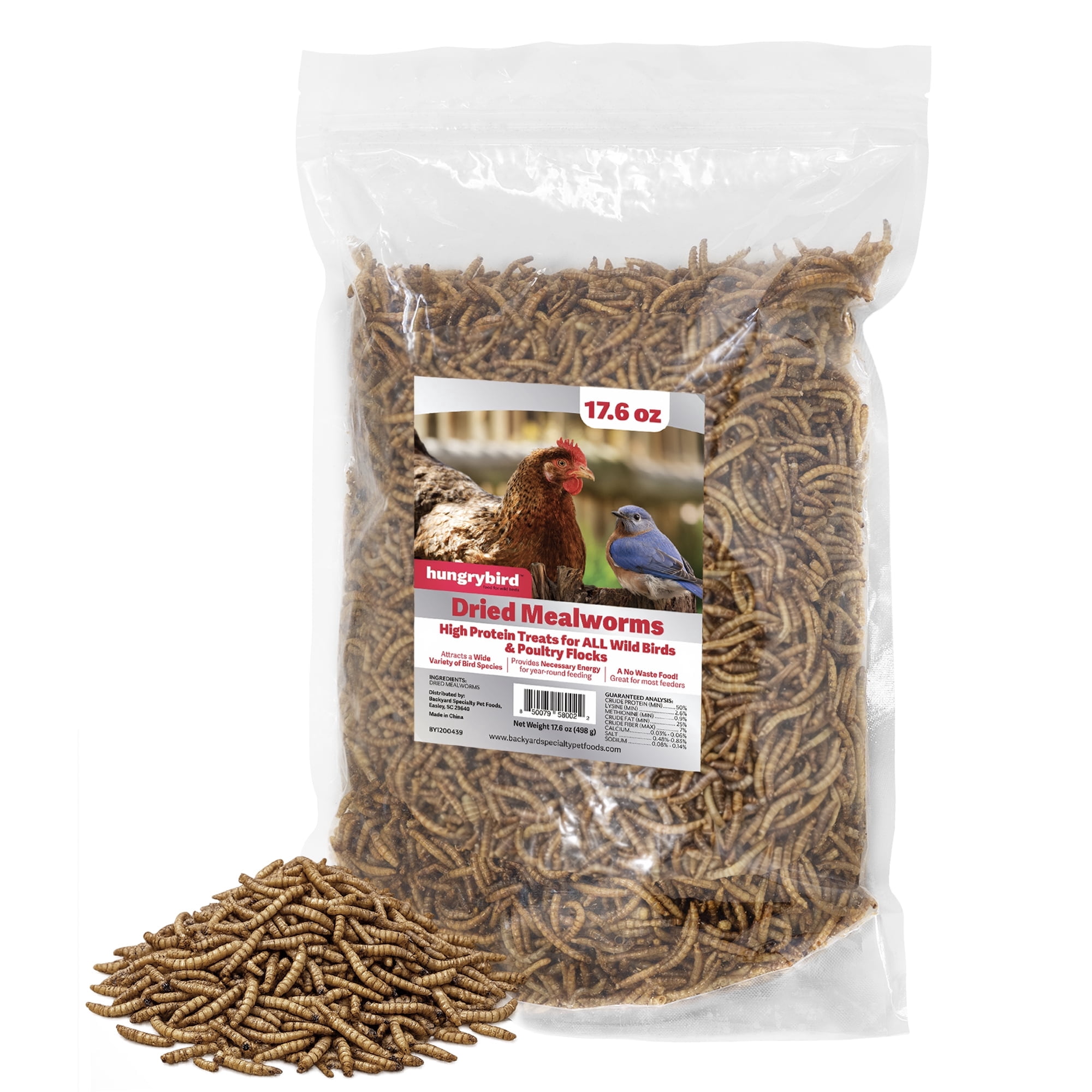 Hungrybird Dried Mealworms, 17.6oz – High Protein Poultry Treats for All Wild Birds and Chicken Flocks