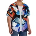 thumbnail image 2 of Pofeuu Abstract Cubist Printer Print Mens Casual Short Sleeve Shirts Beach Summer Spread Collar Pocket Tops Men's Casual Short-sleeved Shirt-Medium, 2 of 5