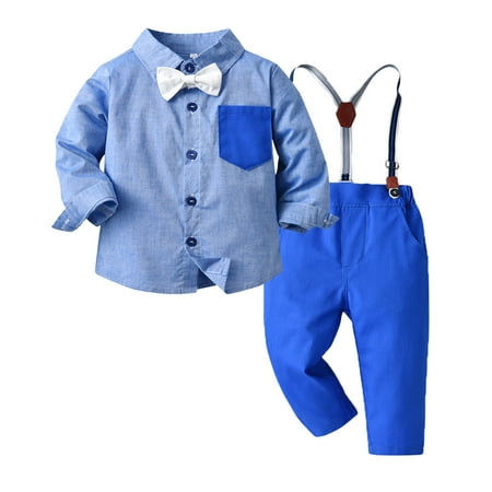 

Simplmasygenix Baby Sets Clearance Long Sleeve Newborn Clothes Autumn Winter Boys Suspender Trousers Set Boys Sling Gentleman Clothes Formal Dress Suit