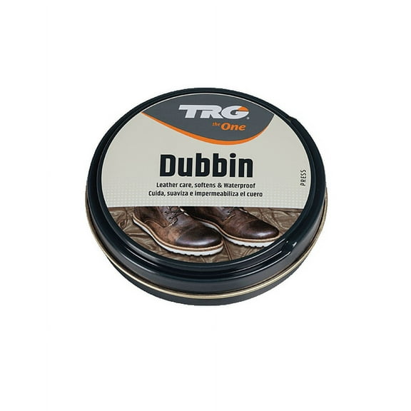 TRG Black Dubbin Tin is a mineral origin dubbin wax, special with helping to soften leather shoes, to nourish and waterproof leather and oiled leather.