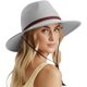 thumbnail image 1 of Women Straw Panama Hat Travel Fedora Beach Sun Hat Summer Wide Brim Straw Roll up Hat UPF 50+, 1 of 5