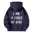 thumbnail image 4 of Yuanlong Womens Hoodies Half-Zip "I AM A CHILD OF GOD" Printed Long Sleeve Hoodie Spring Streetwear Cozy Athleisure Tops, 4 of 4