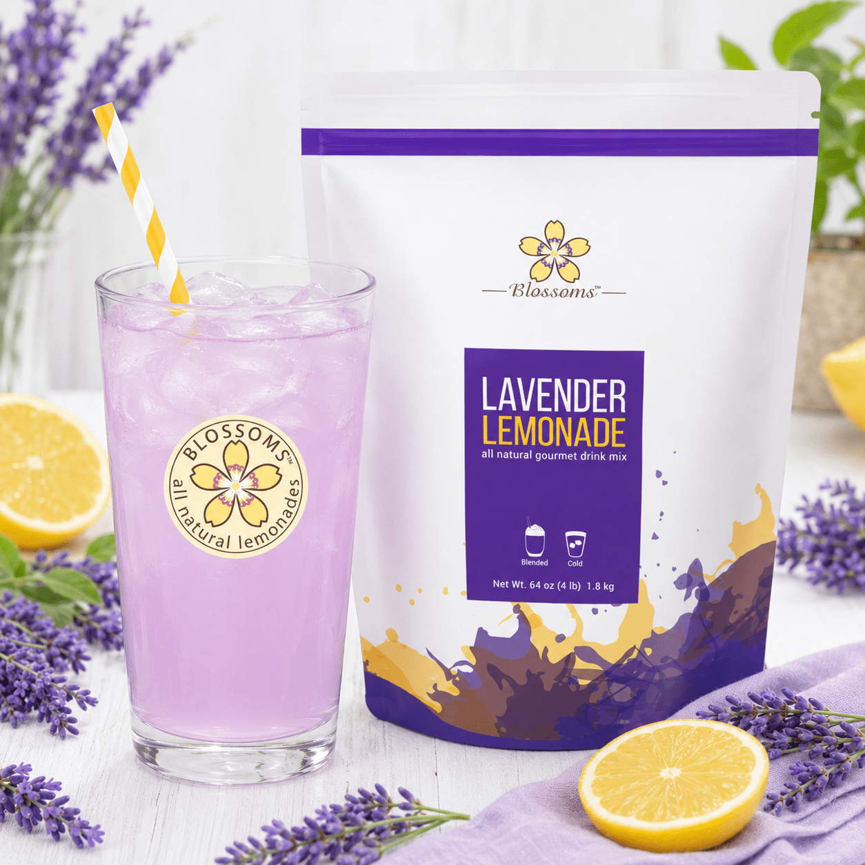 Blossoms, Lavender Lemonade Drink Mix, 4 LB Bag, Contains Meyer