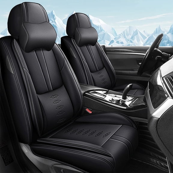 Car Seat Cover for GMC TERRAIN 2017, Black Car Seat Covers, Premium Leather Two-piece set With a Headrest and Lumbar Support Protect and Upgrade Seats, Protect Car Seats