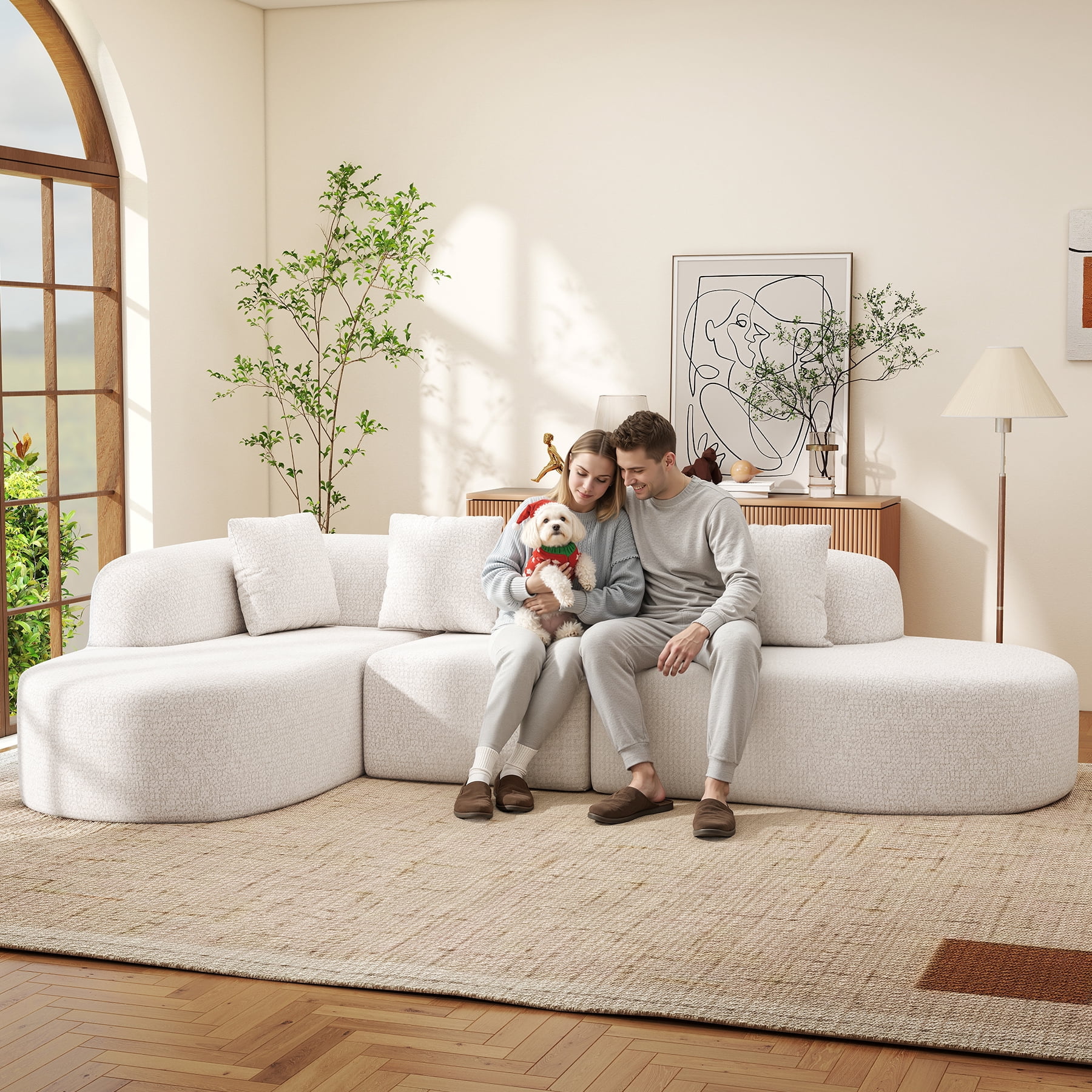Daluvenix 114 Inch Boneless Couches for Living Room Modern Modular Sectional Sofa with Left Chaise L-Shape Cloud Sectional Couch