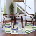 thumbnail image 3 of Round Area Rugs Collection 5 Ft, Spring Floral Checkered Non-Slip Residential Carpet, Sage Green Purple Buffalo Plaid Indoor Crawling Mats Runner Rugs for Living Room/Dining Room/Bedroom, 3 of 8
