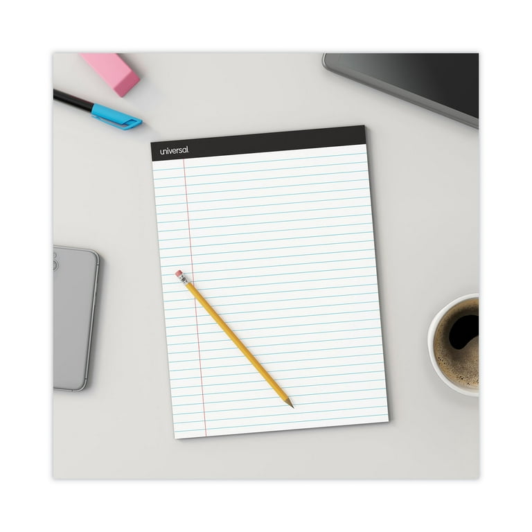 Universal Premium Ruled Writing Pads, Wide/Legal Rule, 8.5 x 11, White, 50  Sheets, 6/Pack -UNV30630 