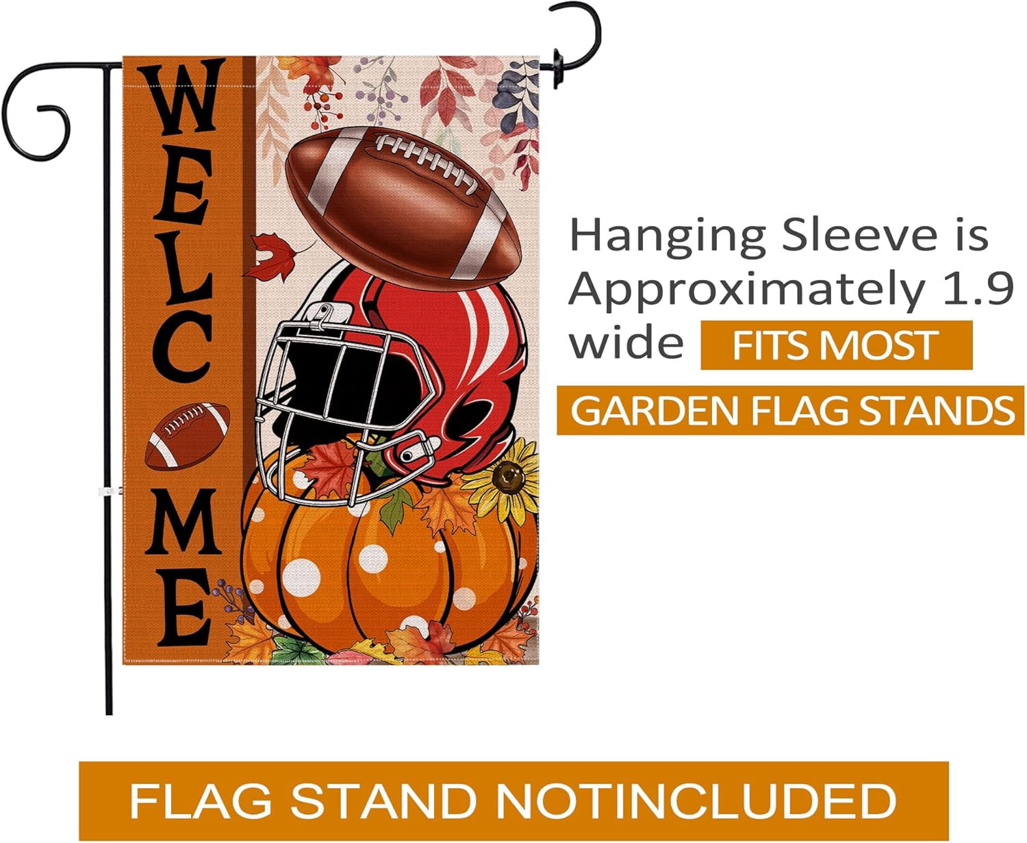 ARGOOFG Herbst-Fußball Gartenflagge 30x46 Cm – Doppelseitig, Wetterfest Für Veranda & Garten