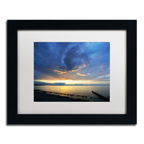 Trademark Fine Art "Sweeping North Coast Sunset" Canvas Art by Kurt Shaffer White Matte, Black Frame