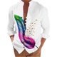 thumbnail image 1 of Camisas Para Hombre Manga Corta Camiseta de manga larga con estampado 3D digital y cuello con botones sueltos para hombre en la playa (White, M), 1 of 4
