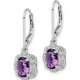 thumbnail image 3 of Sterling Silver Rhodium-Plated Diamond And Amethyst Earrings (28 X 9) Made In China qe10151am, 3 of 6