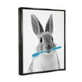 thumbnail image 3 of Stupell Industries Bunny Toothbrush Bathroom Animal Animals & Insects Painting Black Floater Framed Art Print Wall Art, 3 of 9