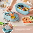 thumbnail image 5 of JingChun Stackable Bento Lunch Box for Adult & Teens - Reinforced Leak-Proof Lunch Container 3-Compartment with Utensils & Sauce Container, BPA-Free, Dishwasher/Microwave Safe, 5 of 8