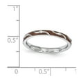 thumbnail image 2 of 2.5mm 925 Sterling Silver Polished Patterned Stackable Brown Enamel Ring Size 5 Stackable Ring for Women, 2 of 2