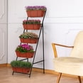 thumbnail image 5 of Outdoor 5-Tier Planter Rack with Drainage Holes and Removable Tray Brick Red Metal, 5 of 6