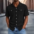 thumbnail image 2 of CBASIHI Mens Short Sleeve Button Down Shirts with Pockets- Loose Fit Breathable Casual Summer Collared Business Work Wear Top Black Size S, 2 of 8