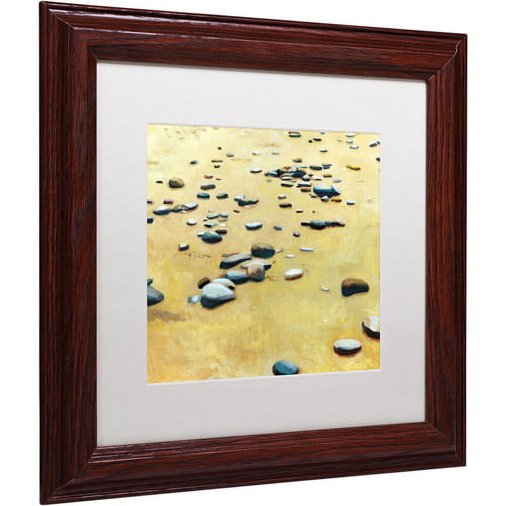 Trademark Fine Art "Pebbles on the Beach" Canvas Art by Michelle Calkins, White Matte, Wood Frame