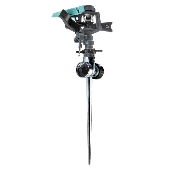 Lawn Pulsating Impact Yard Sprinkler on Metal Spike 300008, Adjustable to 360 Degrees