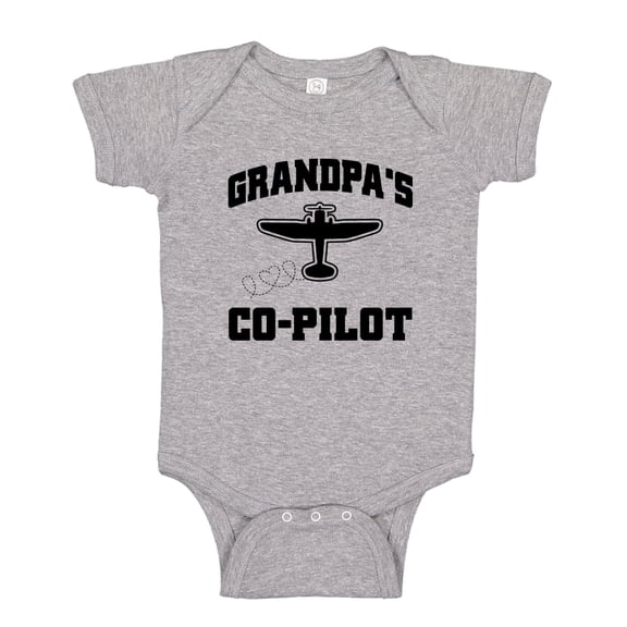 Grandpa's Co-Pilot Baby Bodysuit One Piece 6 mo Athletic Heather