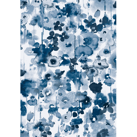 Floral Fabric Walmart Waverly Inspirations 100% Cotton Duck WATERCOLOR FLOWER NAVY Fabric Quilt Crafts, per Yard ()