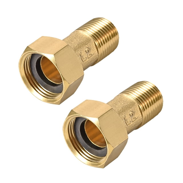 Conector de tubería de latón, nipple hexagonal, conector roscado macho G1/2 x hembra G3/4 para acoplamiento de medidor de agua 2 piezas