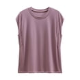 thumbnail image 4 of BOOMNY Women's Short Sleeve T Shirts With Built In Bra Solid Color Loose Summer Tees for Women, 4 of 4