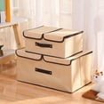 thumbnail image 3 of Storage With Lids Fabric Foldable Clothes Storage Cube With PU Leather Handles Plastic Board Decorative Foldable Lidded Cotton Linen Storage Cubes Home, 3 of 3