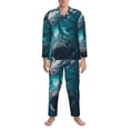 thumbnail image 3 of Sikiie Airplane Shark Mens Pajama Set, Soft Warm Long Sleeve Sleepwear, Cozy Button-Down Pjs for Men-XX-Large, 3 of 7