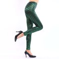 thumbnail image 4 of Arlun Shiny Fish Scale Printed Leggings for Women High Waisted Stretch Tight Pants Stylish Leather Slim Fit Bodycon Pants 2026 Carnival Holiday Outfits Dark Green One Size, 4 of 5