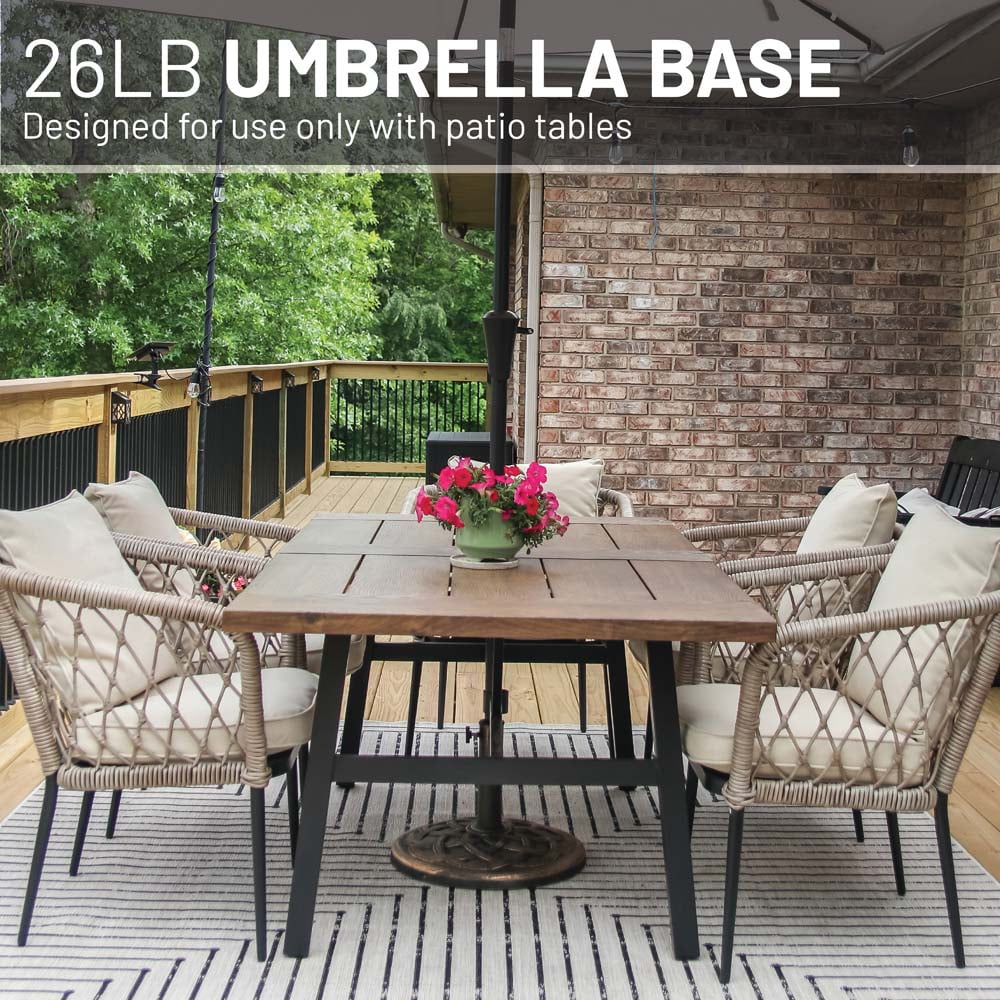 26 Pound Umbrella Base Designed to be Used With a Patio Table (Bronze)