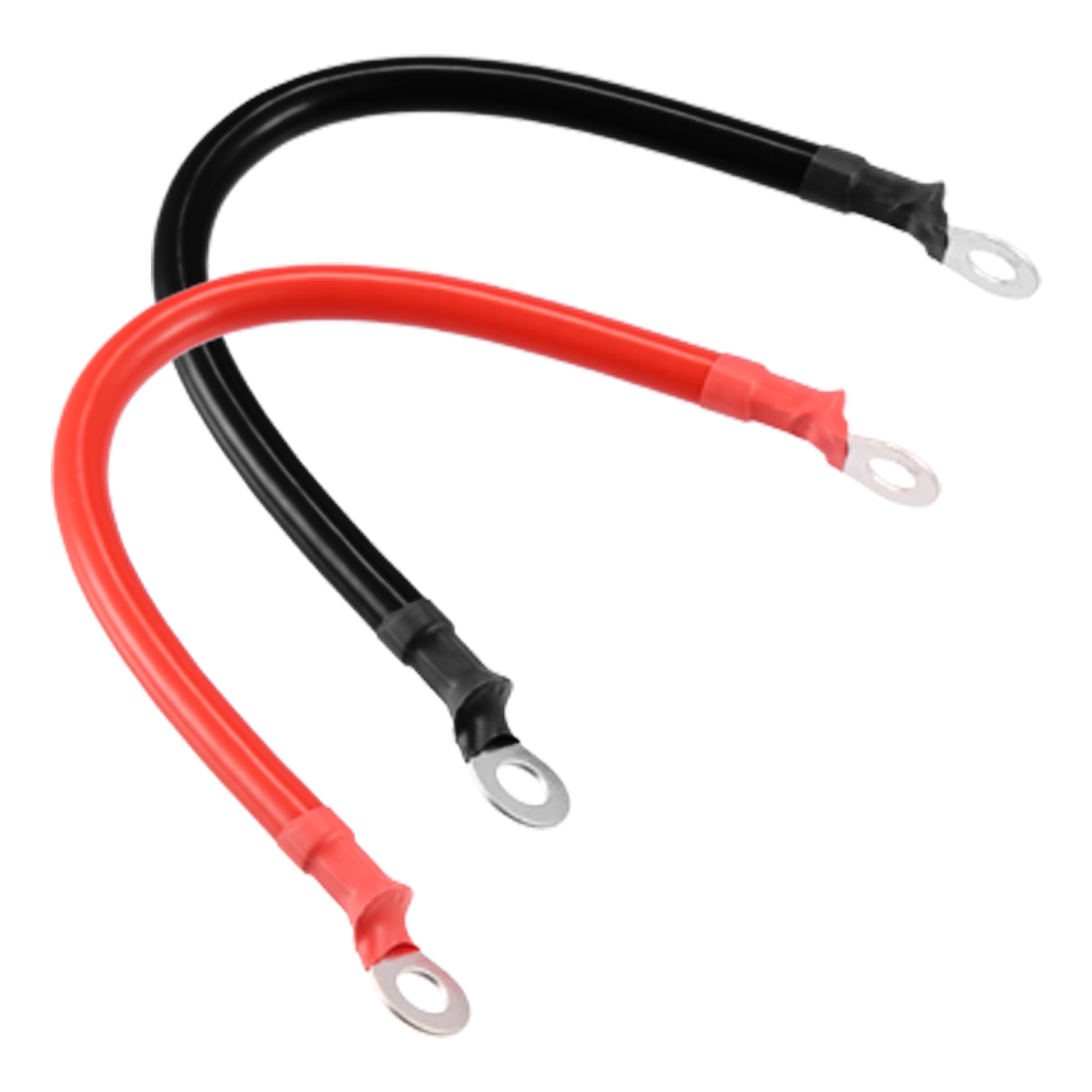 Unique Bargains 2pcs 2 AWG Gauge 30cm 3/8" Red Black Battery Cables