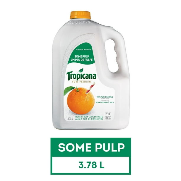 Jus d’orange Tropicana pur à 100 % un peu de pulpe, 3,78L, 1 bouteille