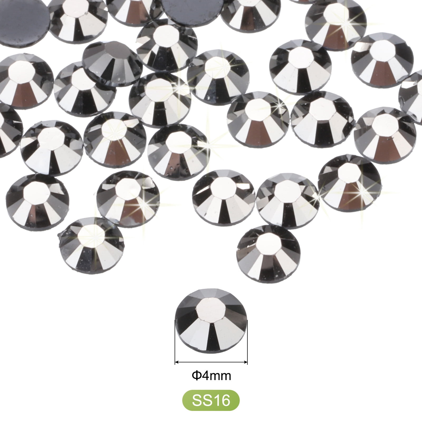 Uxcell 25000 Pcs Ink Black Resin Flatback Rhinestone SS16 4mm Resin Non Hotfix Rhinestones for Crafts DIY Design