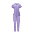 thumbnail image 2 of Uniformes Scrub Set enfermera Top pantalones ropa de trabajo femenina para salón de belleza SPA Púrpura L Yuyangstore Uniforme de enfermera, 2 of 8