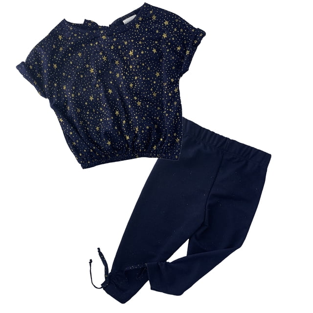 Conjunto Blusa con Estrellas Glitter y Leggings para Niña Talla 10 años Kiss Playeras y Tops para niñas
