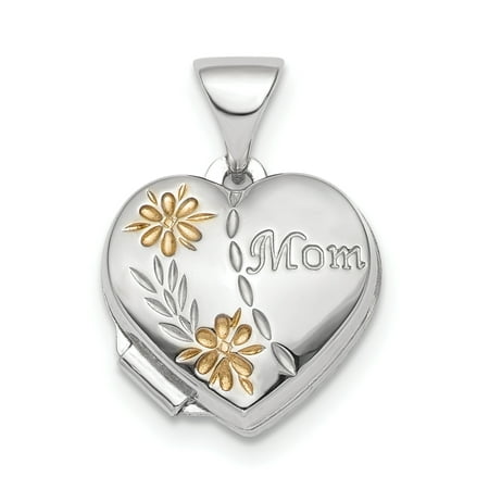 - 925 Sterling Silver Gold Tone Floral Mom Heart Photo Pendant Charm Locket Chain Necklace That Holds Pictures For Women Gift Set