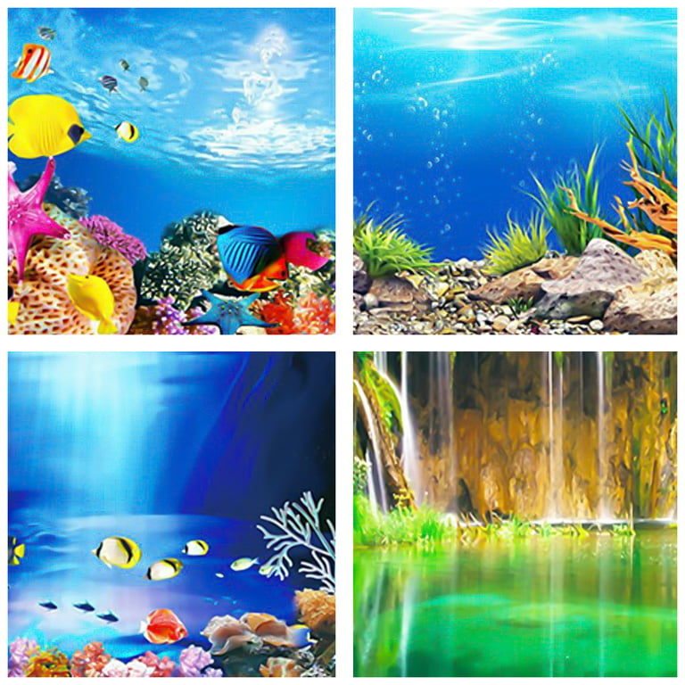 opvise Aquarium Background Poster Ocean Self-adhesive Fish Tank
