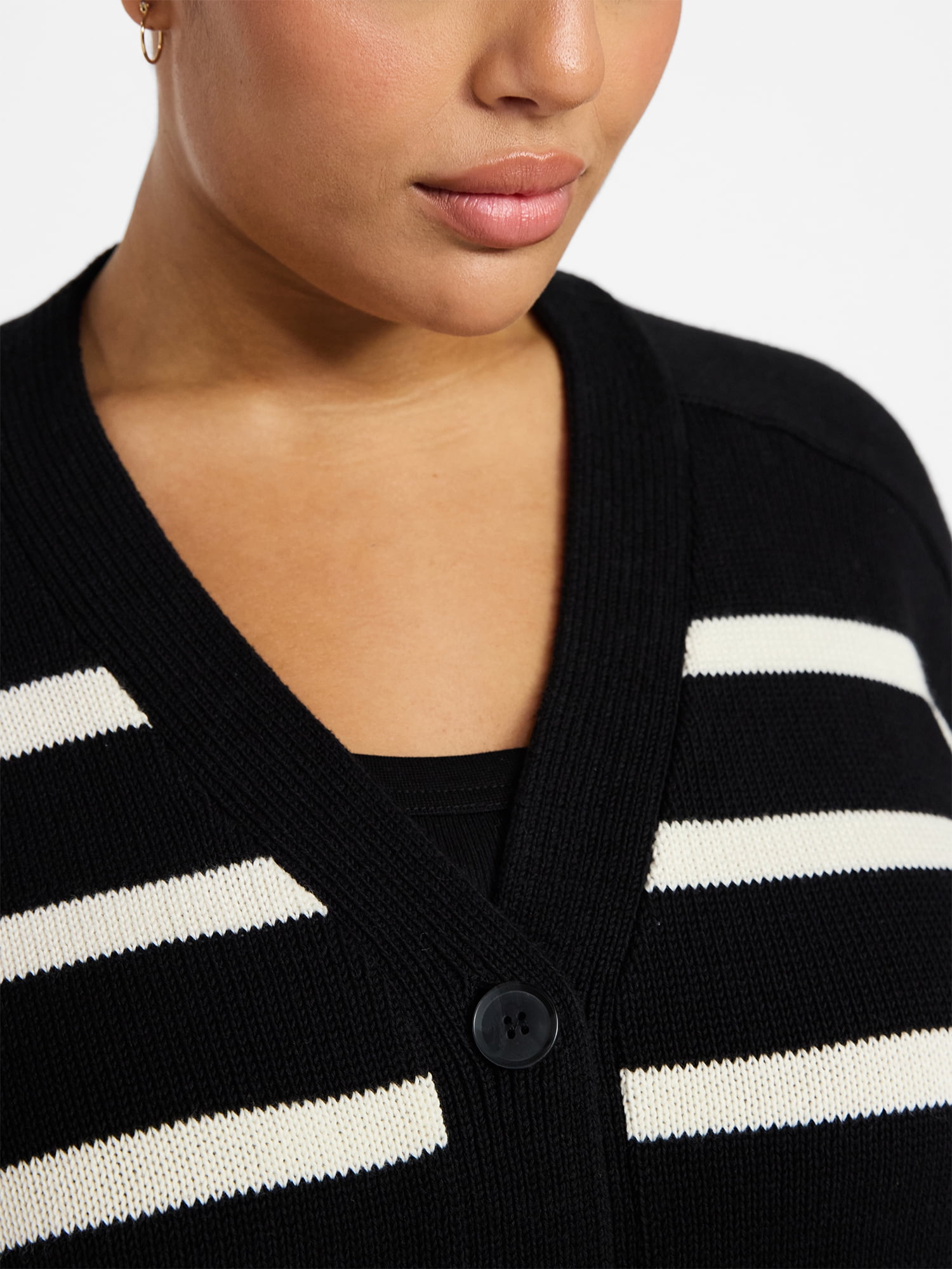 Terra & Sky Women's Plus Size Boyfriend Cardigan with Long Sleeves, Midweight, Size 0X-5X