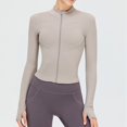 thumbnail image 1 of Ropa deportiva de secado rápido para mujer, top deportivo ajustado con cremallera de alta elasticidad, ropa de yoga, chaqueta de yoga de manga larga con cuello, 1 of 6