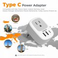 thumbnail image 2 of Adaptador de enchufe de viaje TESSAN de EE. UU. a Europa con 3 puertos USB, 2 of 6