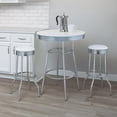 thumbnail image 7 of Benjara Loy 3 Piece Retro Bar Table Set- Round White Top- 2 Stools- Chrome, 7 of 7