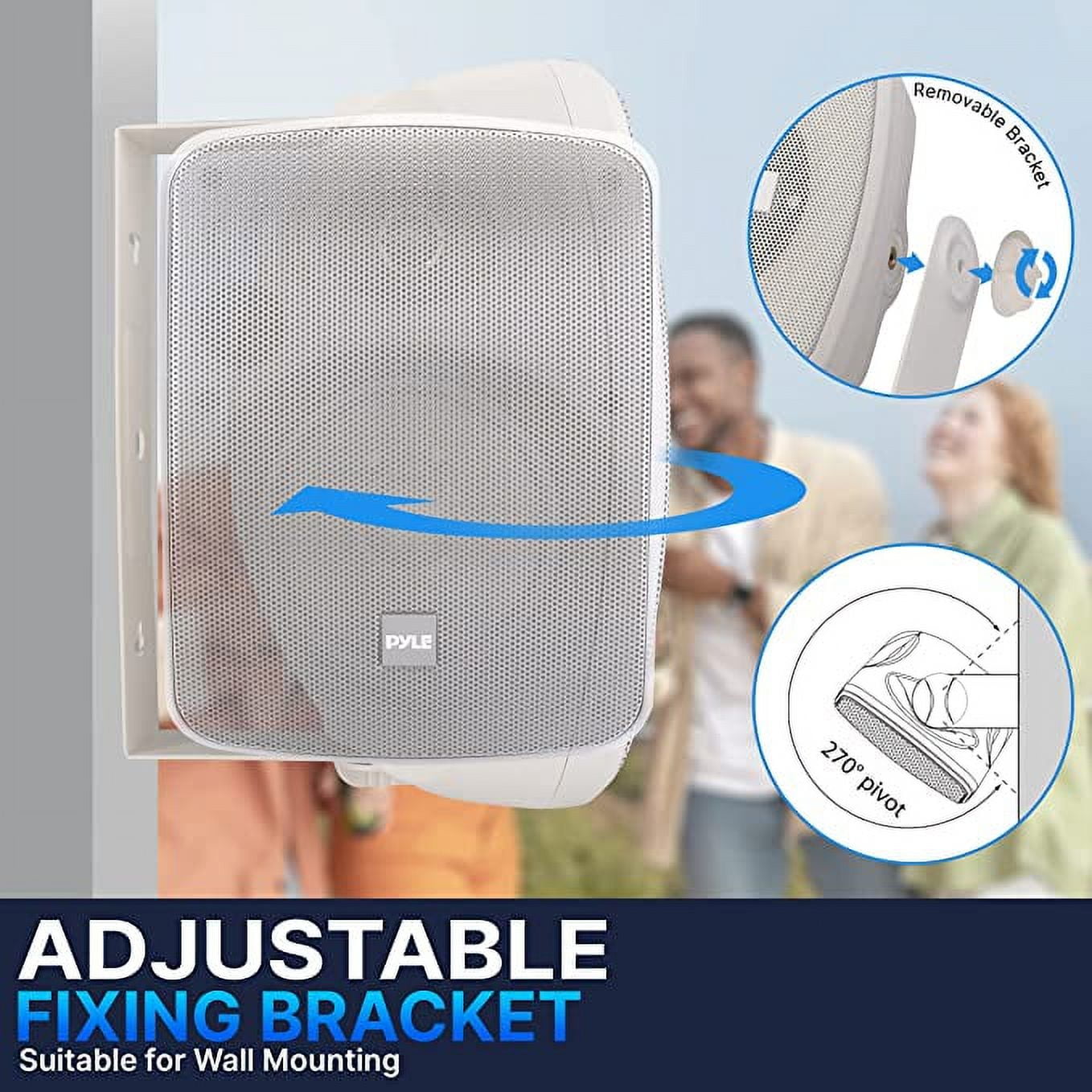 Pyle Outdoor Patio Speaker - 3.5" 2-Way Weatherproof Wall/Ceiling Mounted Dual Speaker (White)