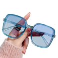thumbnail image 1 of Gafas de sol cuadradas de gran tamaño para mujer, modernas gafas de sol cuadradas con lentes degradadas, protección UV para vacaciones, uso diario, conducción en coche, azul transparente, 1 of 5