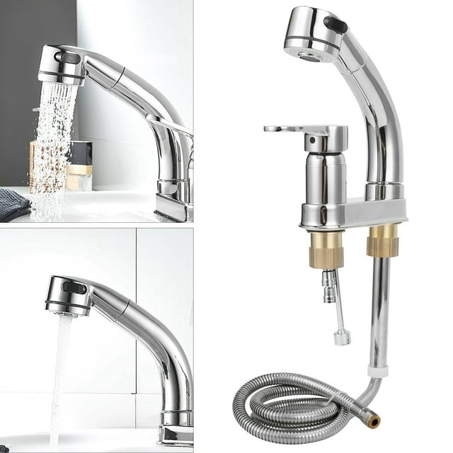 Robinet d'Évier, Rotatif avec Accessoires d'Installation 2 Modes d'Eau Robinet Rétractable, Usage Domestique pour Salle de Bain Hôtel Cuisine