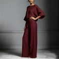 thumbnail image 4 of Stamzod 2 Piece Sets for Women Elegant formal Matching Sets Business Casual Tops Wide Leg Pants Summer Travel Vacation Outfits Wine S, 4 of 5